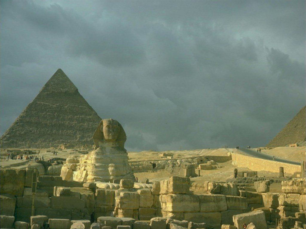 The Sphinx and Great Pyramids, Giza, Cairo, Egypt загрузить